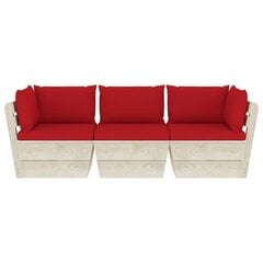 Trivietė sodo sofa iš palečių su pagalvėlėmis, mediena цена и информация | Садовые стулья, кресла, пуфы | pigu.lt