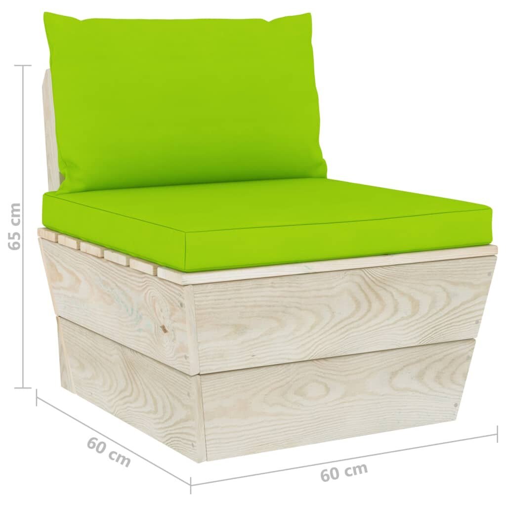Trivietė sodo sofa iš palečių su pagalvėlėmis, mediena kaina ir informacija | Lauko kėdės, foteliai, pufai | pigu.lt
