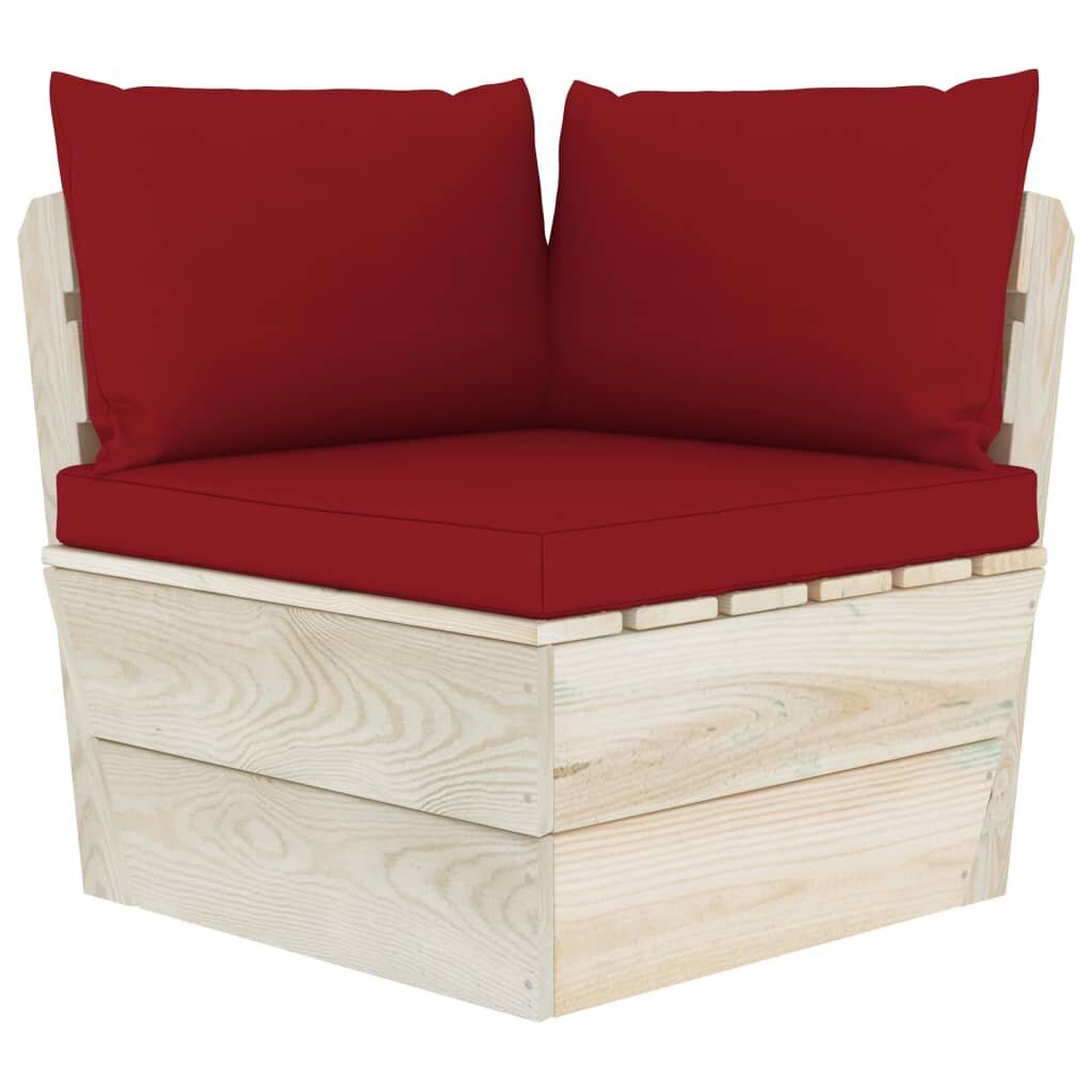 Sodo baldų komplektas iš palečių su pagalvėlėmis, 5 dalių, raudonas kaina ir informacija | Lauko baldų komplektai | pigu.lt