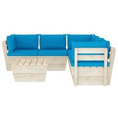 Sodo baldų komplektas iš palečių su pagalvėlėmis, 6 dalių, mėlynas цена и информация | Комплекты уличной мебели | pigu.lt