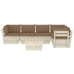 Sodo baldų komplektas iš palečių su pagalvėlėmis, 6 dalių, rudas kaina ir informacija | Lauko baldų komplektai | pigu.lt