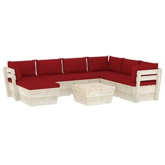 Sodo baldų komplektas iš palečių su pagalvėlėmis, 8 dalių, raudonas kaina ir informacija | Lauko baldų komplektai | pigu.lt