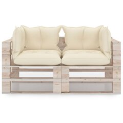Dvivietė sodo sofa iš palečių su pagalvėlėmis, ruda kaina ir informacija | Lauko kėdės, foteliai, pufai | pigu.lt