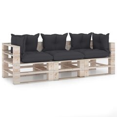 rivietė sodo sofa iš palečių su pagalvėlėmis, juoda kaina ir informacija | Lauko kėdės, foteliai, pufai | pigu.lt