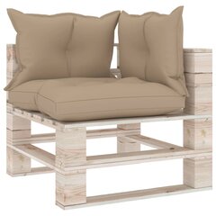 Trivietė sodo sofa iš palečių su pagalvėlėmis, ruda kaina ir informacija | Lauko kėdės, foteliai, pufai | pigu.lt