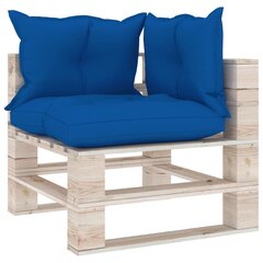 Trivietė sodo sofa iš palečių su pagalvėlėmis, mėlyna kaina ir informacija | Lauko kėdės, foteliai, pufai | pigu.lt