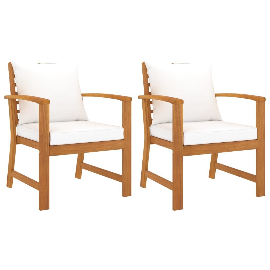 Sodo kėdės su pagalvėmis, 2 vnt., medienos masyvas kaina ir informacija | Lauko kėdės, foteliai, pufai | pigu.lt