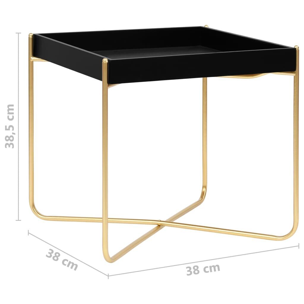 Šoninis staliukas, 38x38x38,5 cm, juodas ir auksinis kaina ir informacija | Kavos staliukai | pigu.lt