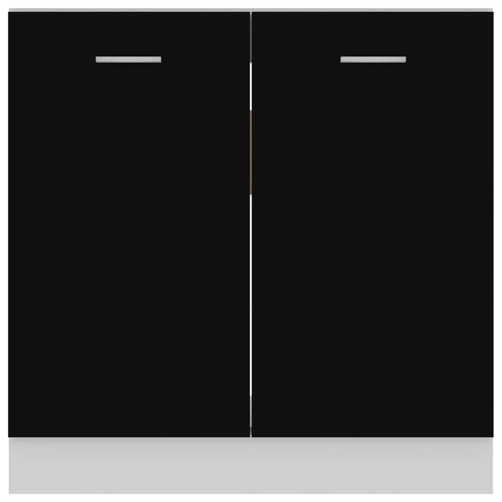 Apatinė spintelė praustuvui, 80x46x81,5 cm, juodos spalvos kaina ir informacija | Virtuvinės spintelės | pigu.lt