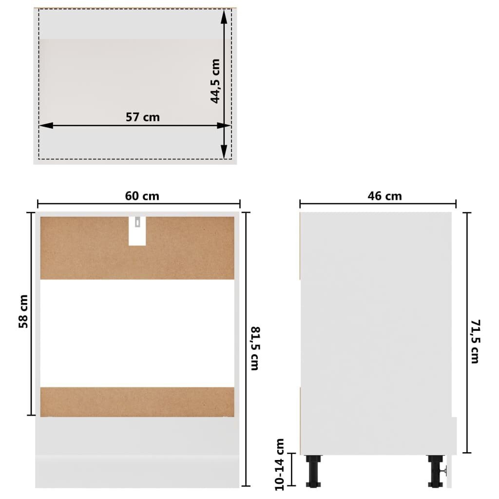 Spintelė orkaitei, 60x46x81,5 cm, baltos spalvos kaina ir informacija | Virtuvinės spintelės | pigu.lt