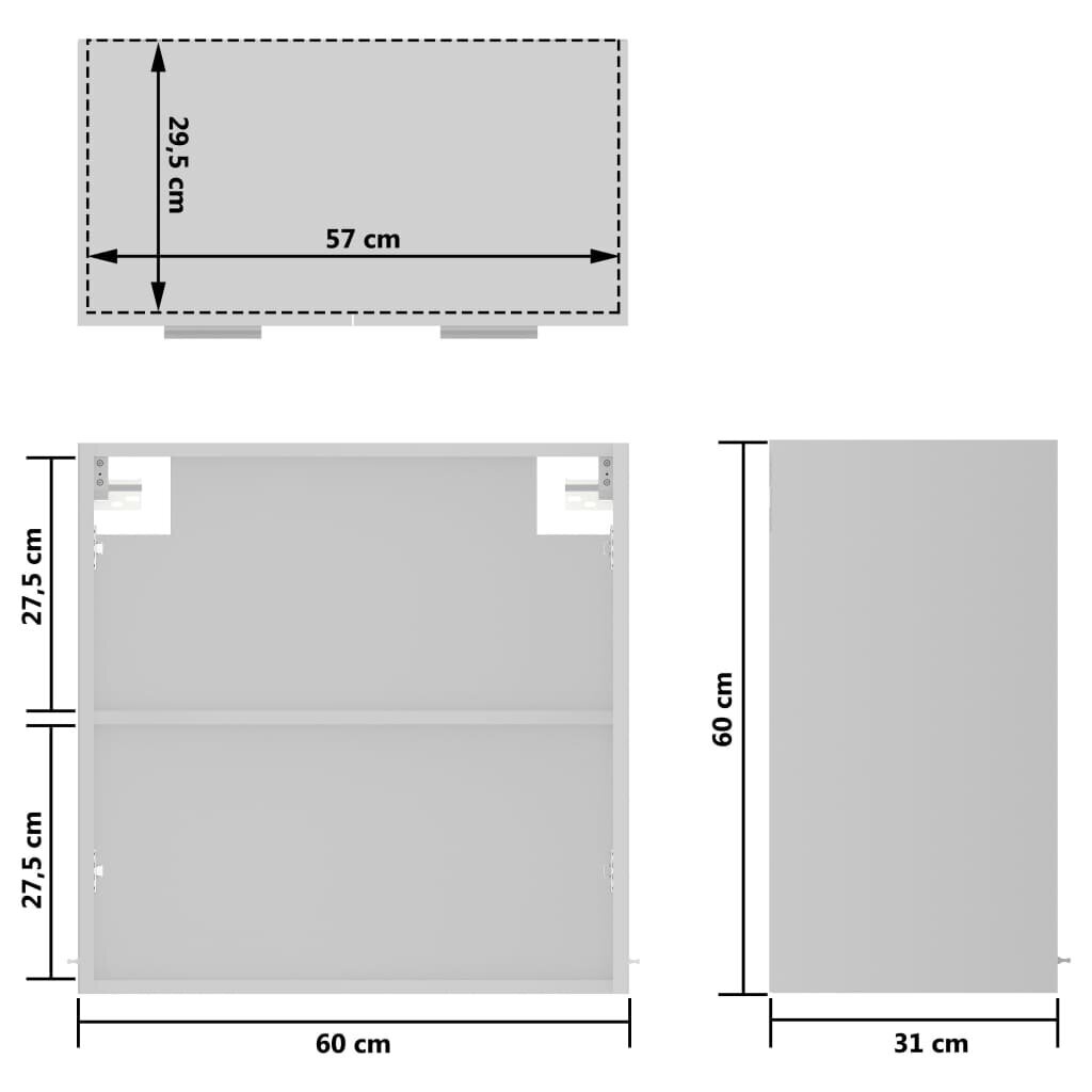 Pakabinama stiklinė spintelė, 60x31x60cm, baltos spalvos kaina ir informacija | Virtuvinės spintelės | pigu.lt