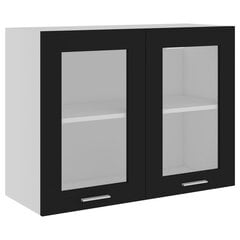 Pakabinama stiklinė spintelė, 80x31x60 cm, juodos spalvos цена и информация | Кухонные шкафчики | pigu.lt