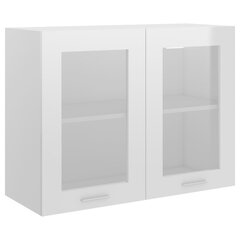 Pakabinama stiklinė spintelė, 80x31x60 cm, baltos spalvos цена и информация | Кухонные шкафчики | pigu.lt