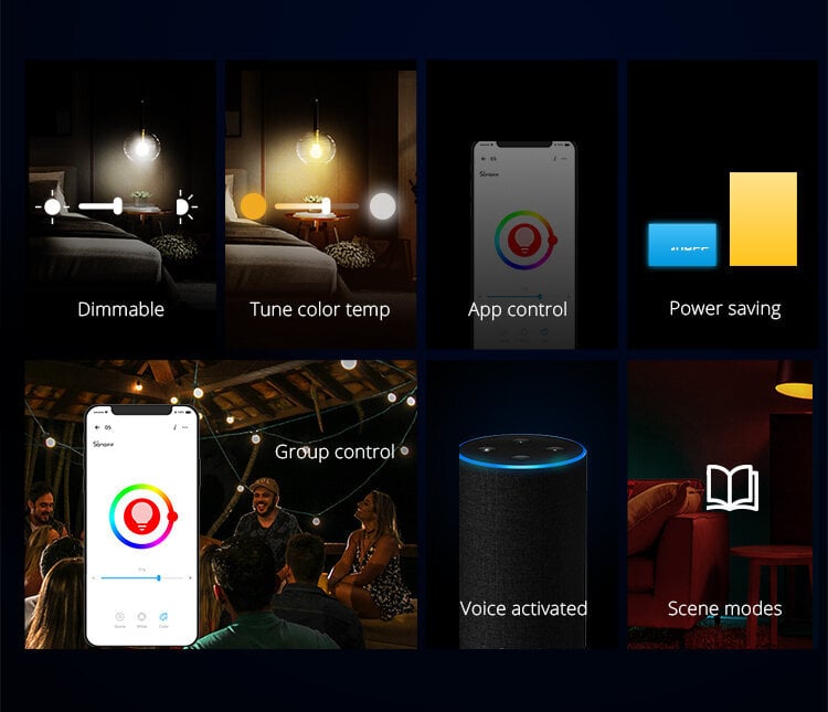 SONOFF B02-B-A60 Išmanioji Wi-Fi LED lemputė kaina ir informacija | Elektros lemputės | pigu.lt