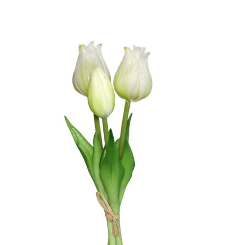 Dirbtinė gėlė Tulpė 3vnt., balta kaina ir informacija | Dirbtinės gėlės | pigu.lt