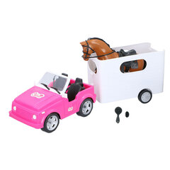 Žaislinė mašina su priekaba žirgui Eddy Toys, 61x15x28 cm, rožinė - balta kaina ir informacija | Žaislai mergaitėms | pigu.lt