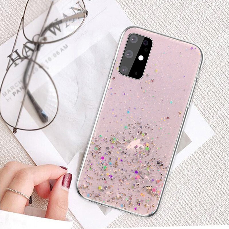 Telefono dėklas Fusion glue glitter, skirtas Samsung A426 Galaxy A42 5G, rožinis kaina ir informacija | Telefono dėklai | pigu.lt