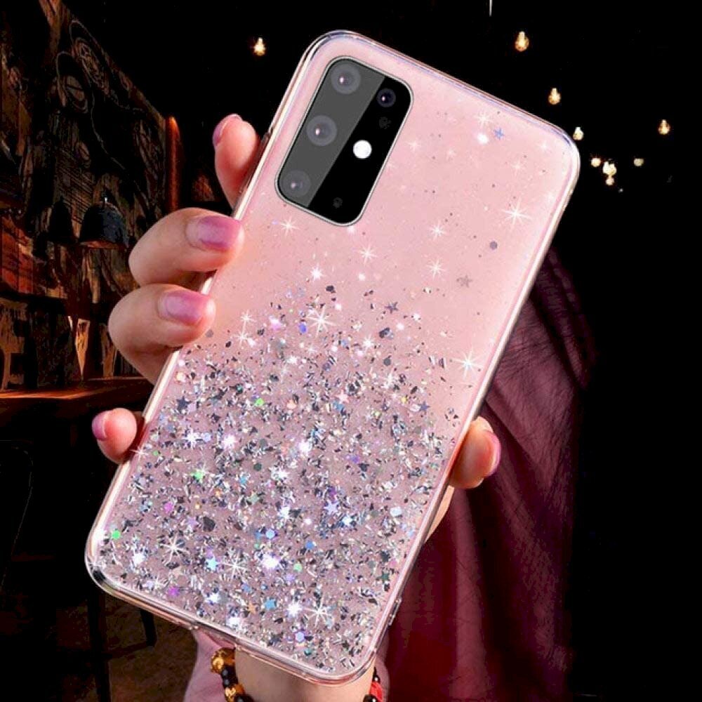 Telefono dėklas Fusion glue glitter, skirtas Samsung A426 Galaxy A42 5G, rožinis kaina ir informacija | Telefono dėklai | pigu.lt