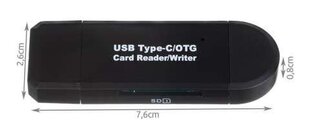 Картридер 5in1 USB, USB-C, USB 3.1 C типа, Micro USB, Card reader цена и информация | Адаптеры, USB-разветвители | pigu.lt