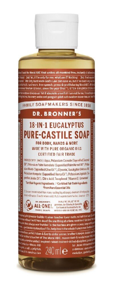 Kastilijos muilas Dr. Bronner's Eucaliptus, 240 ml kaina ir informacija | Muilai | pigu.lt