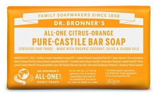 Ekologiškas Kastilijos muilas Dr. Bronner's Citrus-Orange, 140 g kaina ir informacija | Muilai | pigu.lt