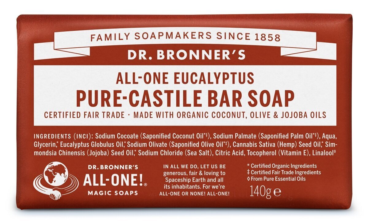 Kastilijos muilas Dr. Bronner's Eucaliptus, 140 g kaina ir informacija | Muilai | pigu.lt