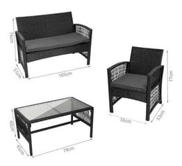 M11962 садовая мебель, черная цена и информация | Комплекты уличной мебели | pigu.lt