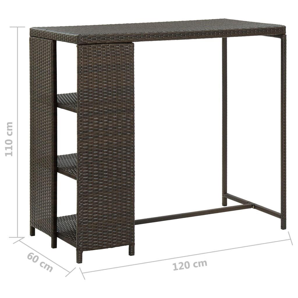 Baro staliukas su lentyna, 120x60x110 cm, rudas цена и информация | Virtuvės ir valgomojo stalai, staliukai | pigu.lt