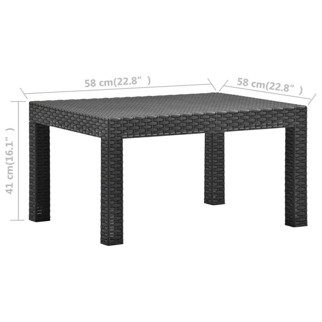 vidaXL Sodo stalas, antracito spalvos, 58x58x41cm, PP ratanas kaina ir informacija | Lauko stalai, staliukai | pigu.lt