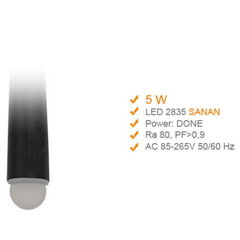 Светодиодный светильник 5W 3000K, черный цена и информация | Люстры | pigu.lt