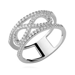 Sidabrinis žiedas su baltu cirkoniu moterims Infinity kaina ir informacija | Žiedai | pigu.lt