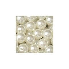 Apvalūs perlo imitacijos karoliukai 6 mm, 10 vnt., spalva dramblio kaulo kaina ir informacija | Papuošalų gamybai, vėrimui | pigu.lt