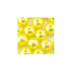 Apvalūs perlo imitacijos karoliukai 6 mm, 10 vnt., spalva geltona kaina ir informacija | Papuošalų gamybai, vėrimui | pigu.lt