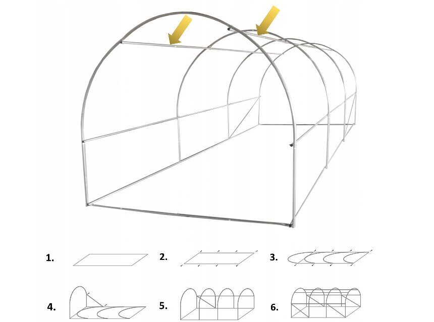 Tunelinis šiltnamis 3 segmentų, 4x2,5x2 m, žalias kaina ir informacija | Šiltnamiai | pigu.lt