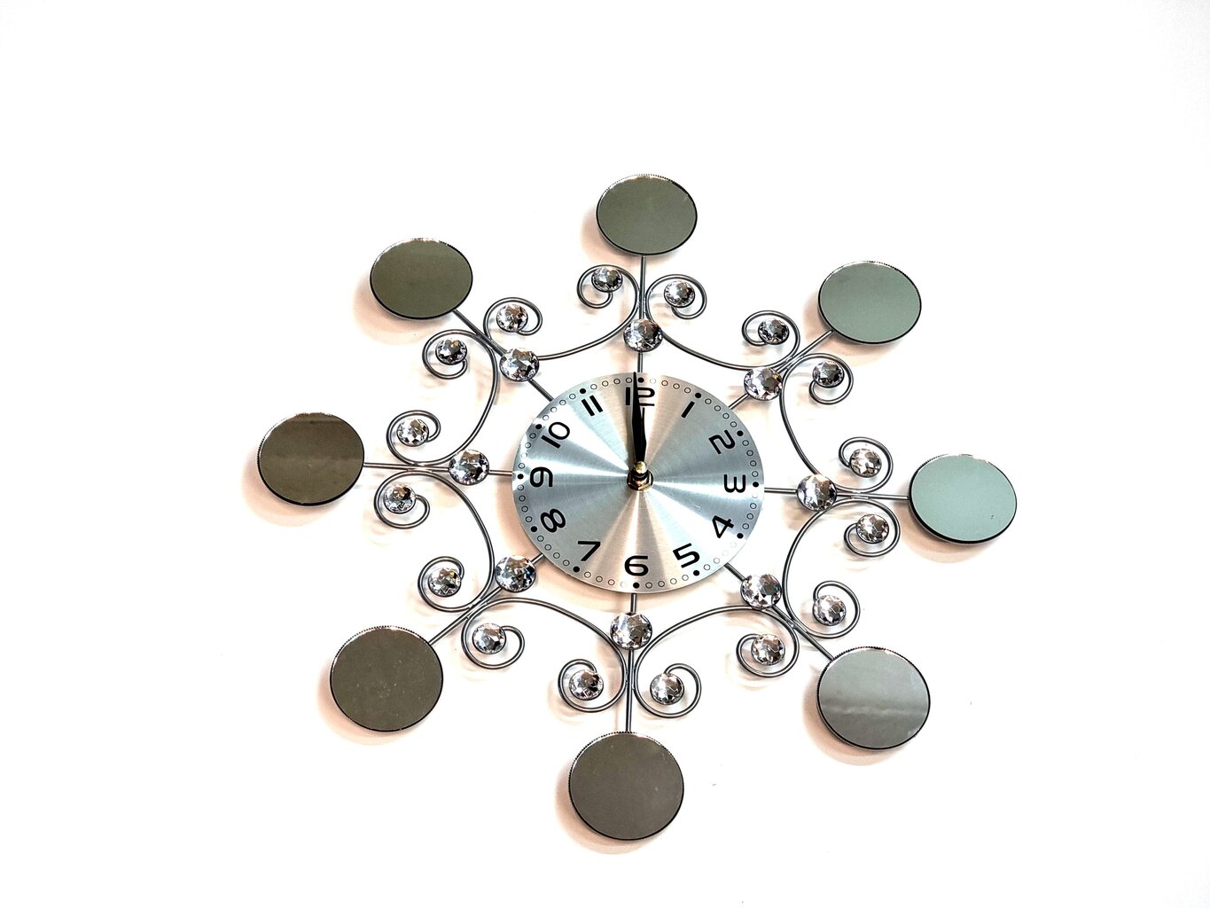 Sieninis laikrodis su veidrodėliais ir kristalais, 40cm kaina ir informacija | Laikrodžiai | pigu.lt