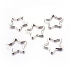 Metaliniai raktų žiedai Žvaigždutės 34x3 mm 5 vnt. MD2321 kaina ir informacija | Papuošalų gamybai, vėrimui | pigu.lt
