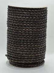 Плетеный шнур из натуральной кожи, 3 мм, 1 метр цена и информация | Принадлежности для изготовления украшений, бисероплетения | pigu.lt