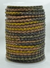 Плетеный шнур из натуральной кожи, 4 мм, 1 метр цена и информация | Принадлежности для изготовления украшений, бисероплетения | pigu.lt