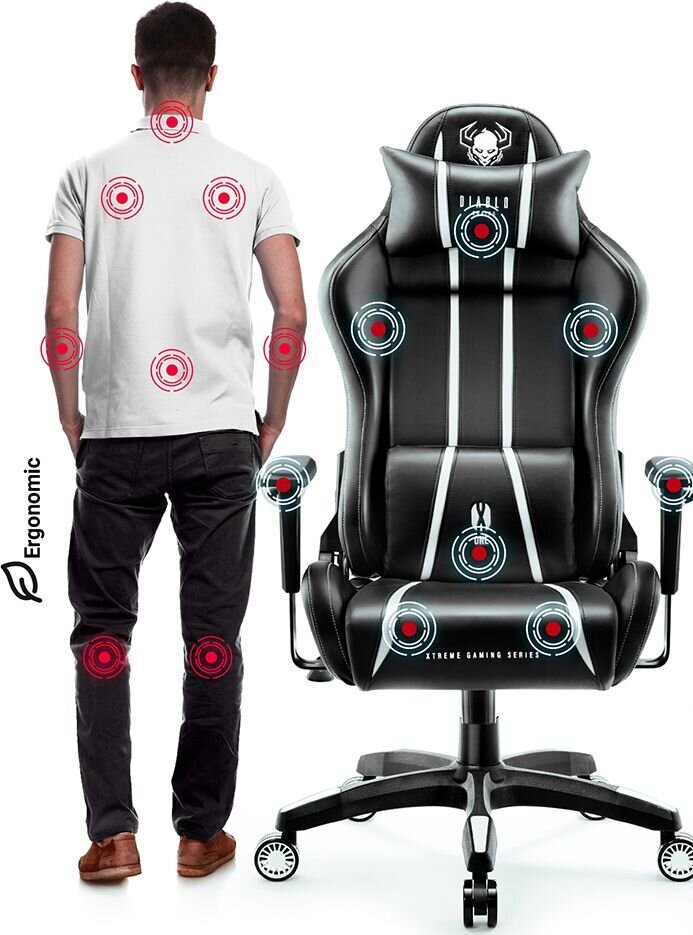 Žaidimų kėdė Diablo X-One King, juoda/balta kaina ir informacija | Biuro kėdės | pigu.lt