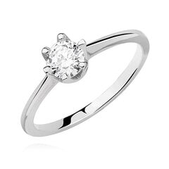 Sidabrinis žiedas su baltu cirkoniu moterims kaina ir informacija | Žiedai | pigu.lt