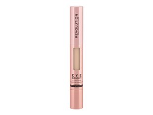 Makeup Revolution Eye Bright Illuminating Under Eye Concealer - Concealer for brightening the eye area 3 ml  02 Fair #DCBA9F цена и информация | Пудры, базы под макияж | pigu.lt