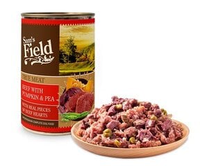 Sam's Field суперпремиум комплексный корм для собак из говядины с тыквой и горохом 400г цена и информация | Консервы для собак | pigu.lt