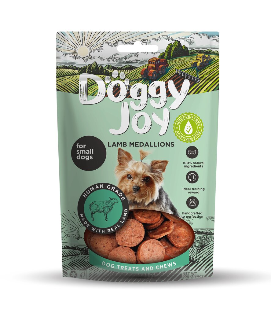 Doggy Joy avienos medalionai - skanėstas šunims 55g kaina ir informacija | Skanėstai šunims | pigu.lt