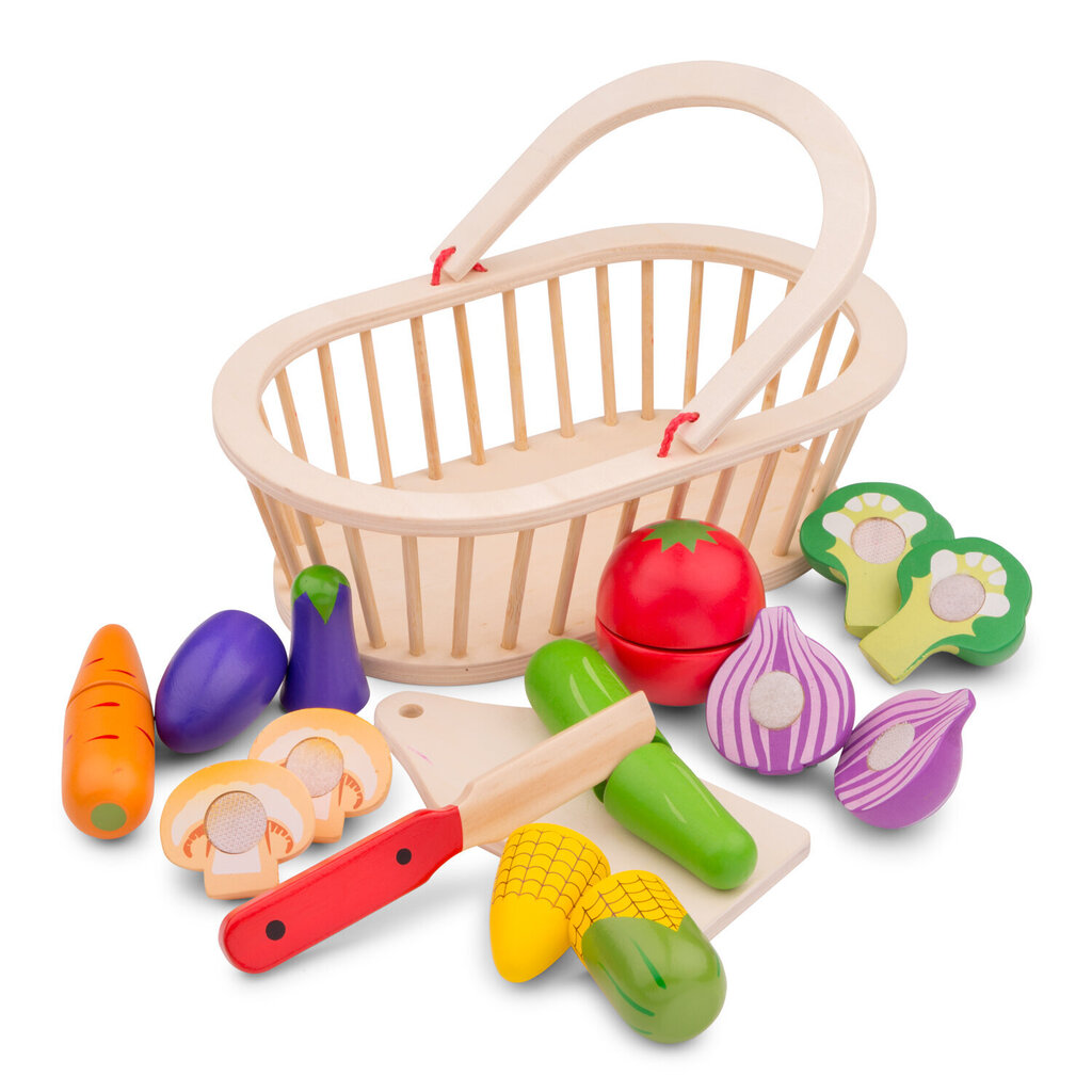 Medinis Maistas pjaustymui - Daržovių krepšelis, New Classic Toys 10589 kaina ir informacija | Lavinamieji žaislai | pigu.lt