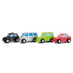 Medinių miesto mašinėlių rinkinys, 4vnt kaina ir informacija | Žaislai kūdikiams | pigu.lt