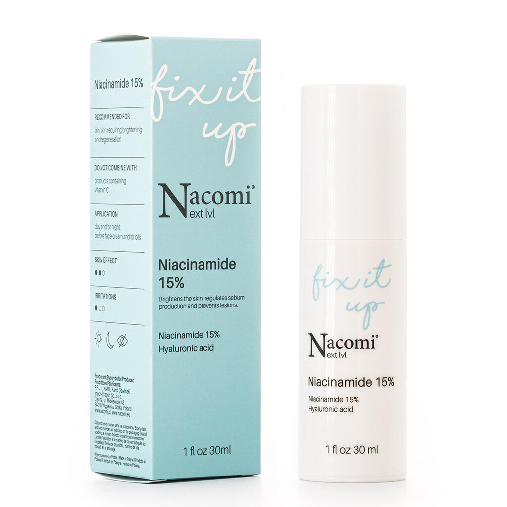 Serumas su niacinamidu Nacomi Next Level Niacinamide 15%, 30ml kaina ir informacija | Veido aliejai, serumai | pigu.lt