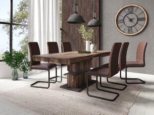Modernus kėdžių komplektas Mila, rudas sendintas audinys kaina ir informacija | Virtuvės ir valgomojo kėdės | pigu.lt