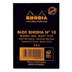 Bloknotas Clairefontaine Rhodia, Nr. 10, 80g/m, 80 lapų, langeliais kaina ir informacija | Sąsiuviniai ir popieriaus prekės | pigu.lt