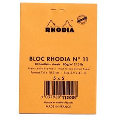 Bloknotas Clairefontaine Rhodia, Nr. 11, 80g/m, 80 lapų, langeliais цена и информация | Тетради и бумажные товары | pigu.lt