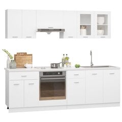 Virtuvės spintelių komplektas, 8 dalių, baltas kaina ir informacija | Virtuvės baldų komplektai | pigu.lt